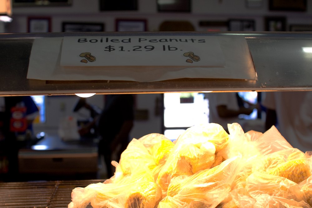 Boiled peanuts at Tony's Seafood in Baton Rouge — sold beside the crawfish, which is exactly the point