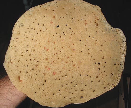 Canjeero — a fermented Somali pancake, holed and spongy