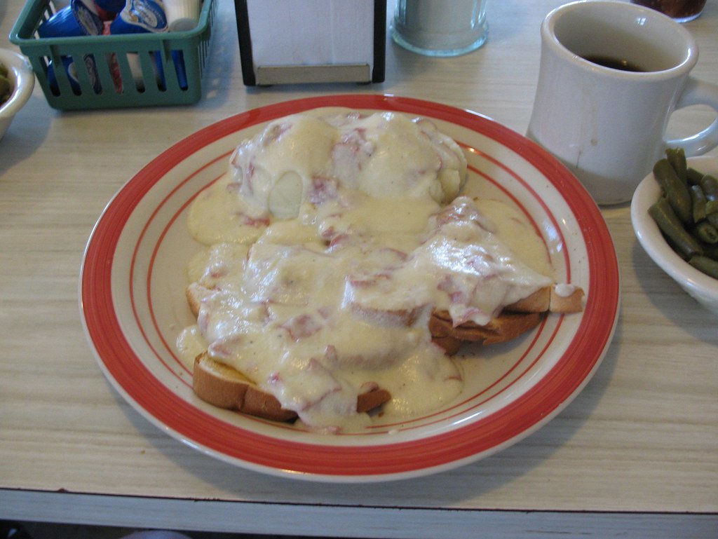 Creamed chipped beef gravy over toast