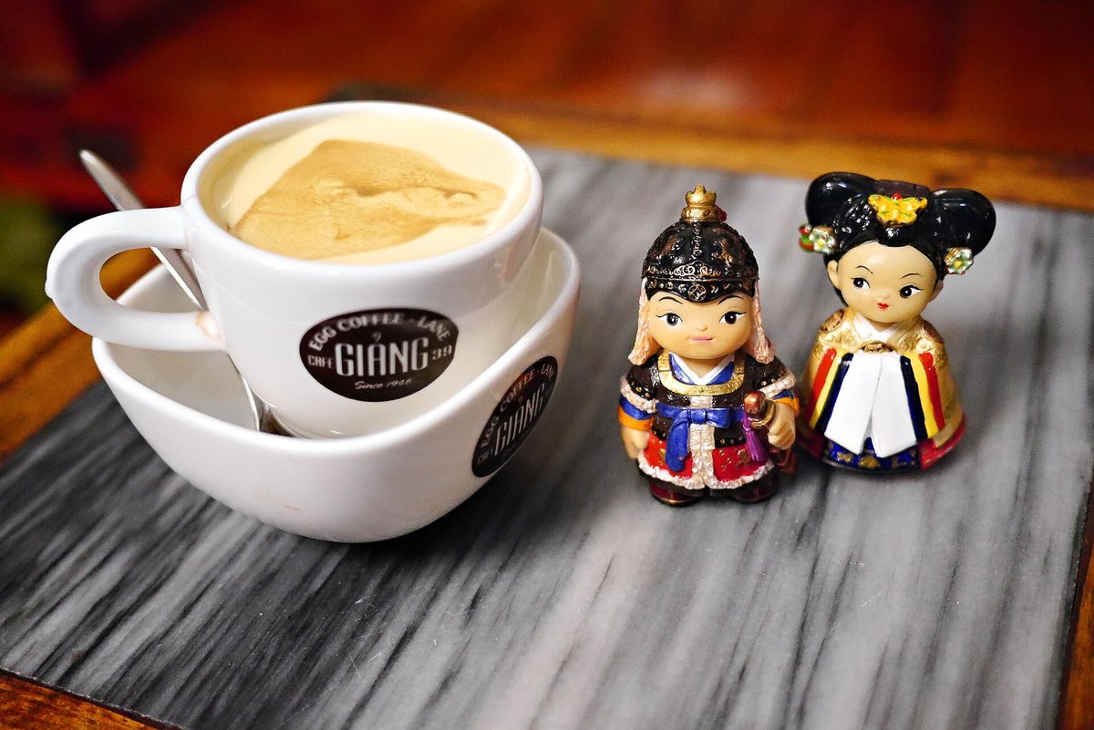 Cà phê trứng at Cafe Giảng in Hanoi — the place that invented it, when milk was scarce and egg yolk whipped with condensed milk turned out to be better anyway