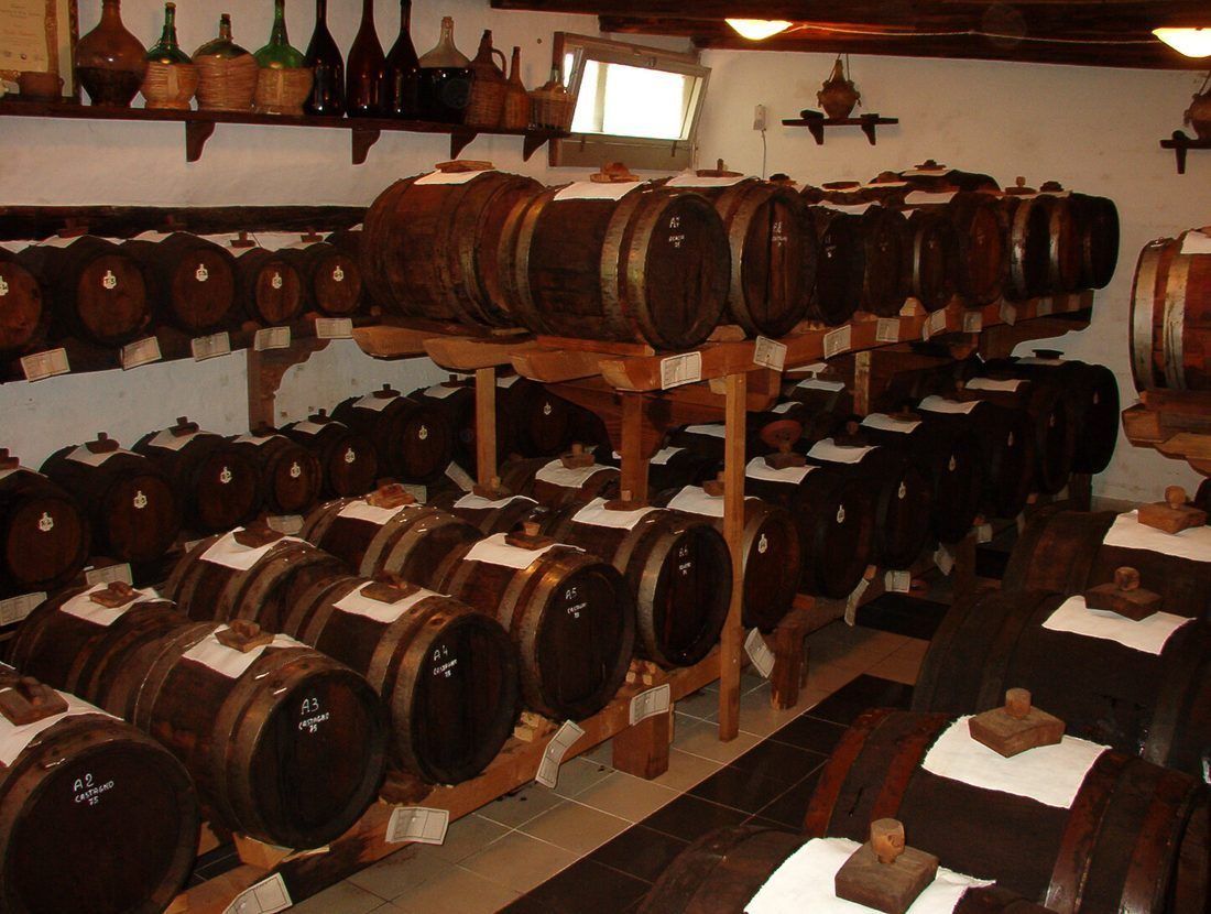 An acetaia: rows of casks in descending sizes, each year topped up from the barrel above. Twelve years minimum before anything comes out