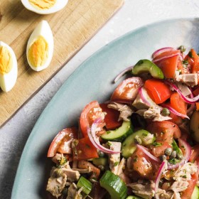 Andalusian-Style Tomato Salad with Olive Oil Tuna