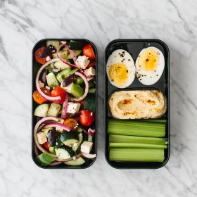 Bento Box, Greek Salad and Hard Boiled Egg