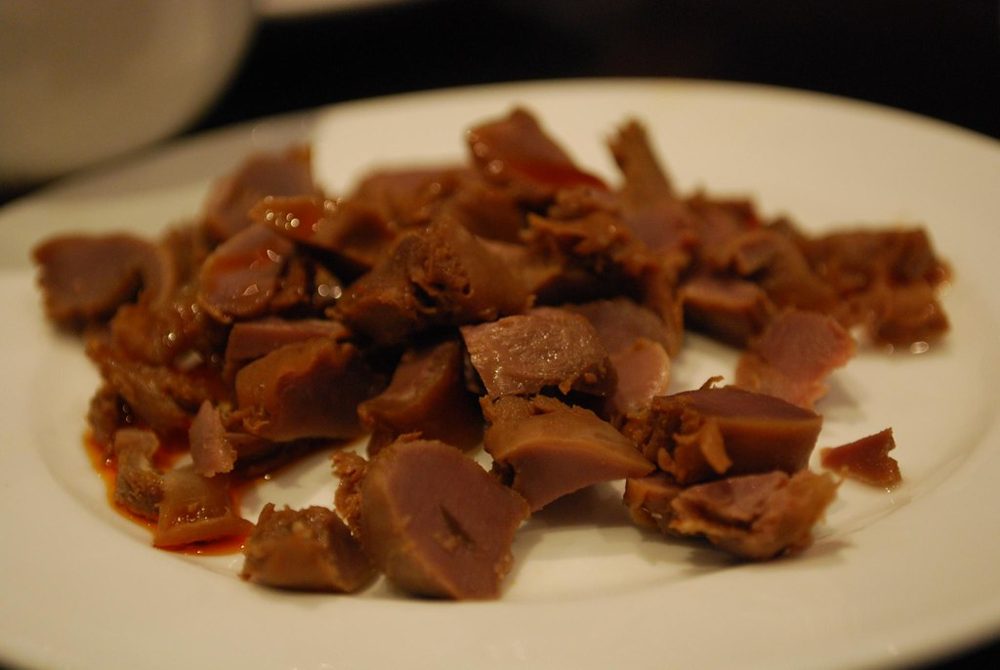 Bourbon-Glazed Turkey Gizzards with Mushrooms and Onion