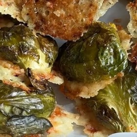 Brussels Sprouts, Parmesan Crusted with Hot Honey Mustard