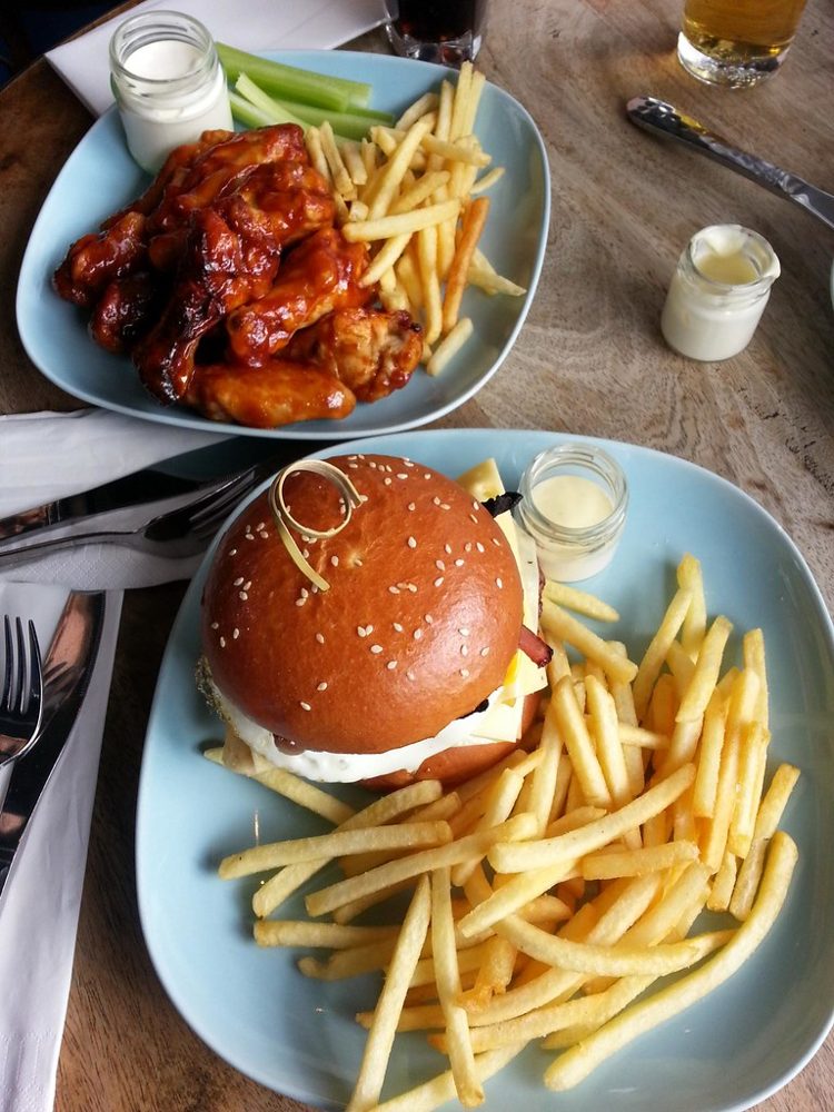 Buffalo Chicken Burgers with Blue Cheese Dressing