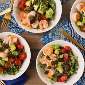 Charred Shrimp, Pesto & Quinoa Bowls