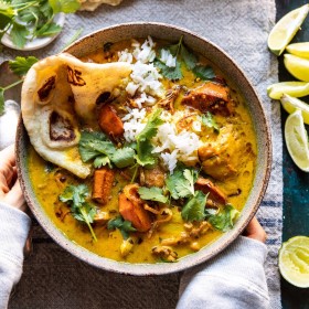 Chicken, Coconut Milk Braised with Sweet Potatoes and Rice