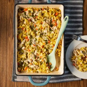 Creamy Lemon-Dill Rotisserie Chicken Noodle Casserole