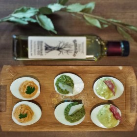 Egg, Charcuterie with smoked olive oil