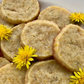 Honey Dandelion Shortbread Cookies