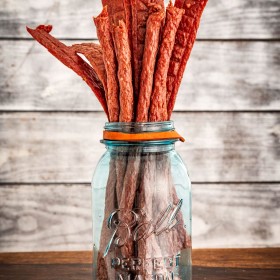 Jerky, Ground, Cured, Venison or Beef with Bacon (#4)