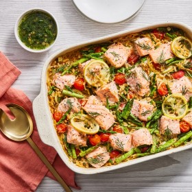 Lemony Salmon & Orzo Casserole