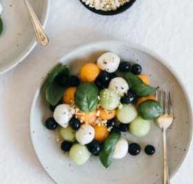 Melon Mozzarella Salad with Basil