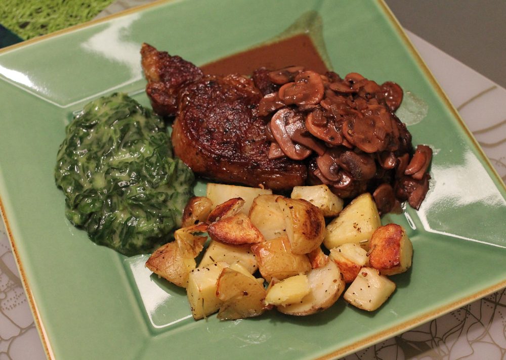 Pan-Roasted Rib-Eye Steak with Garlic Herb Butter