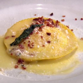 Raviolo Al' Uovo with crispy sage and brown butter