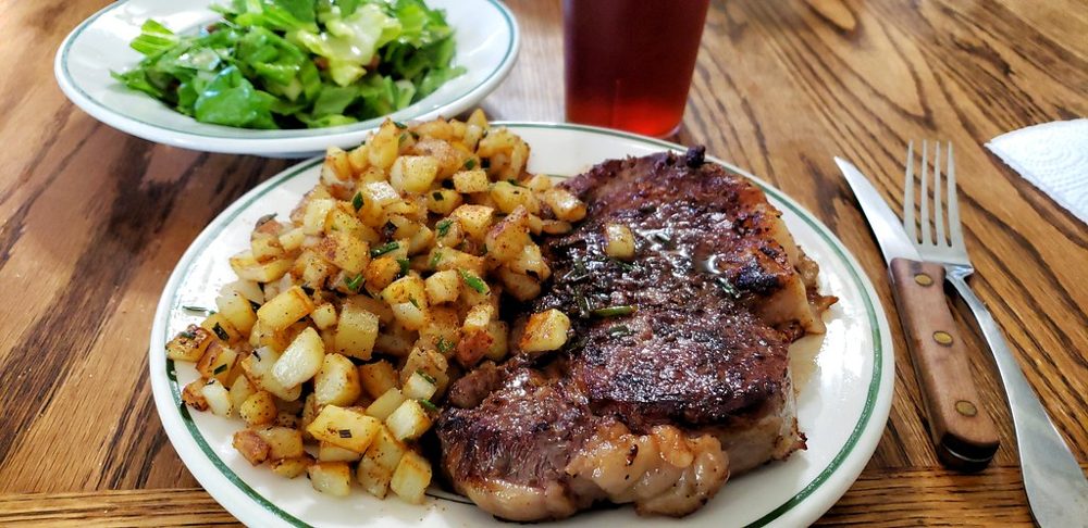 Robert Irvine's Pan-Seared Rib Eye with Blue Cheese Mashed Potatoes