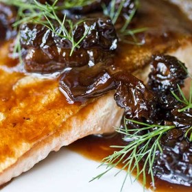 Salmon with Morel Vinaigrette