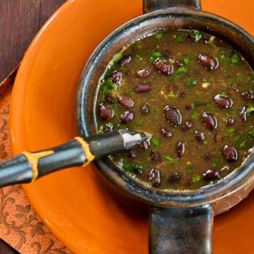 Soup, Vegan, Black Bean Soup with Cilantro and Green Tabasco