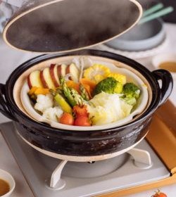 Steamed Vegetables with Miso Sesame Sauce