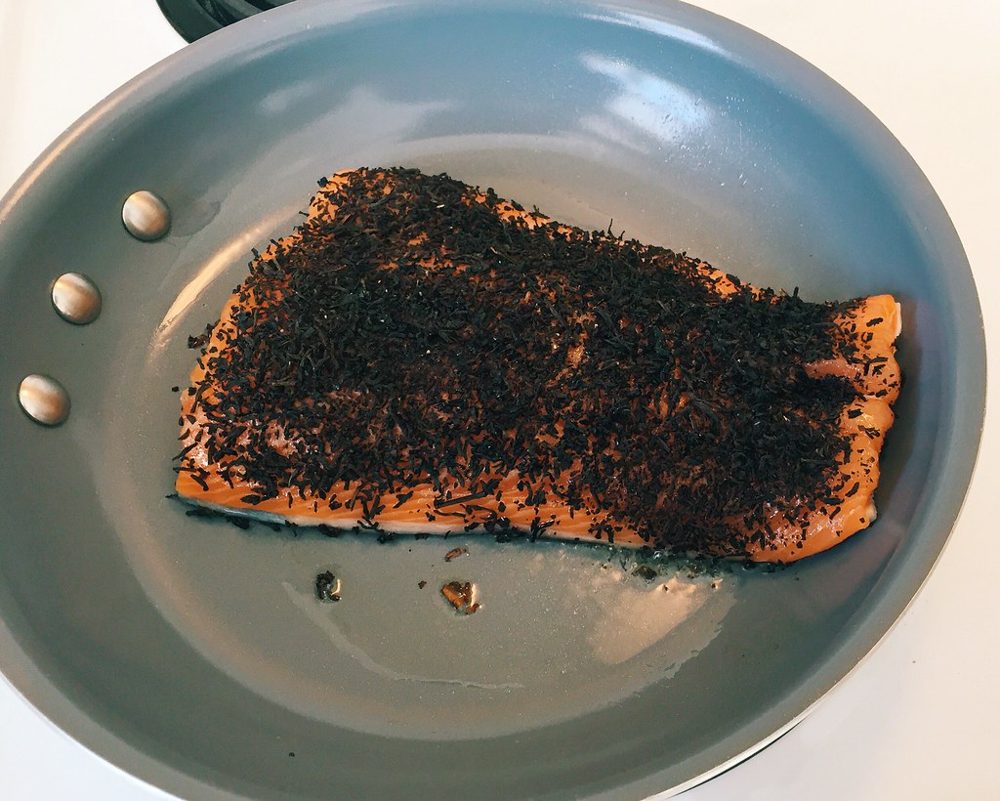 Tea-Rubbed Salmon with Scallion-Lemon Rice