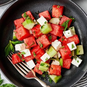 Watermelon Salad with Feta and Cucumber
